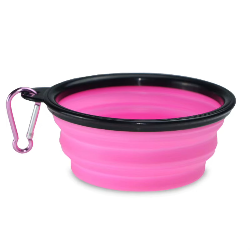 Wellfine Water Proof Silicone Collapsible Dog Bowl Plastic Pet Feeder for Cat Food Foldable Travel Cat Bowl