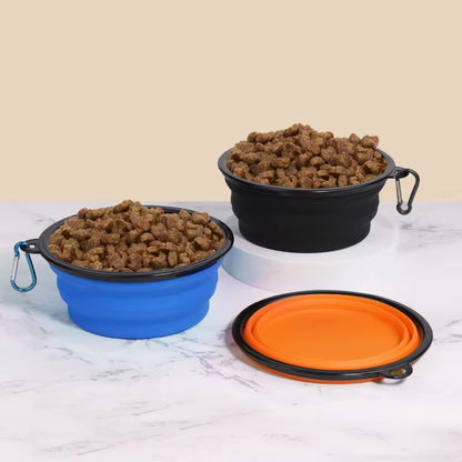 Wellfine Water Proof Silicone Collapsible Dog Bowl Plastic Pet Feeder for Cat Food Foldable Travel Cat Bowl