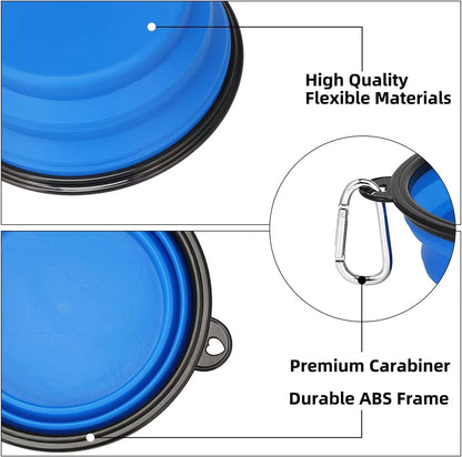 Wellfine Water Proof Silicone Collapsible Dog Bowl Plastic Pet Feeder for Cat Food Foldable Travel Cat Bowl