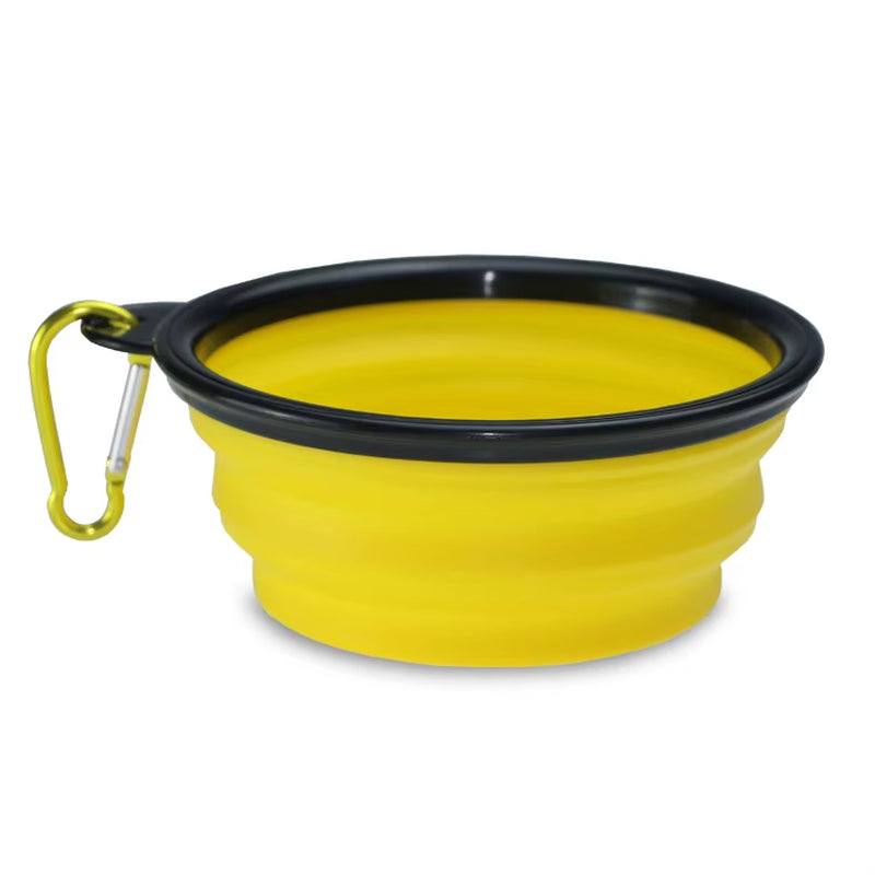 Wellfine Water Proof Silicone Collapsible Dog Bowl Plastic Pet Feeder for Cat Food Foldable Travel Cat Bowl
