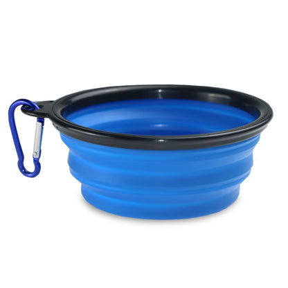 Wellfine Water Proof Silicone Collapsible Dog Bowl Plastic Pet Feeder for Cat Food Foldable Travel Cat Bowl