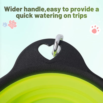 Dog Bowls Collapsible Pet Travel Feeder, 2Pack Integrated Molded Reinforced Rim Cat Water Dish Lightweight Foldable Food Dispenser for Pets Walking Parking Camping,Green and Blue,Small