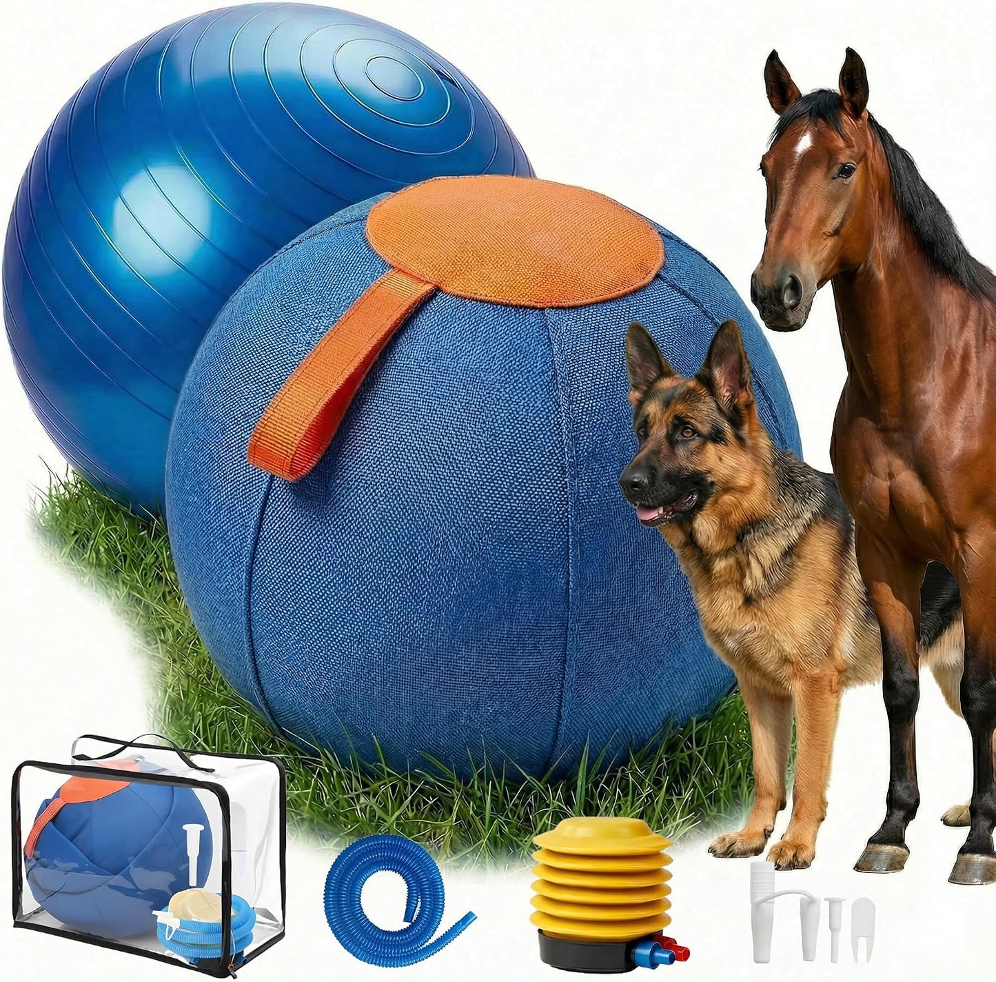 Portable 22-Inch Herding Ball for Dogs Australian Shepherds, Dog Herding Ball Outdoor Training Set for Working Animals with Durable Oxford Fabric Cover, Air Pump, Storage Bag & Gift Box Included