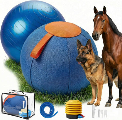 Portable 22-Inch Herding Ball for Dogs Australian Shepherds, Dog Herding Ball Outdoor Training Set for Working Animals with Durable Oxford Fabric Cover, Air Pump, Storage Bag & Gift Box Included