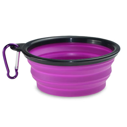 Wellfine Water Proof Silicone Collapsible Dog Bowl Plastic Pet Feeder for Cat Food Foldable Travel Cat Bowl